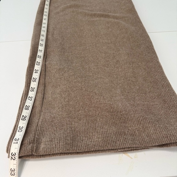 NWT Zara Wide Leg High Rise Knit Pants Women’s L Tall Fleece Cotton Winter Brown - Picture 11 of 12